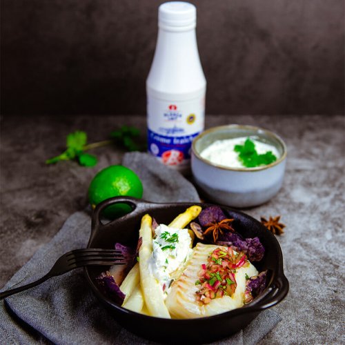 Cod steaks with aniseed asparagus